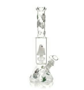 Red Eye Glass 12" Tall Dual Chamber Ghoulish Water Pipe W/Ghost Perc