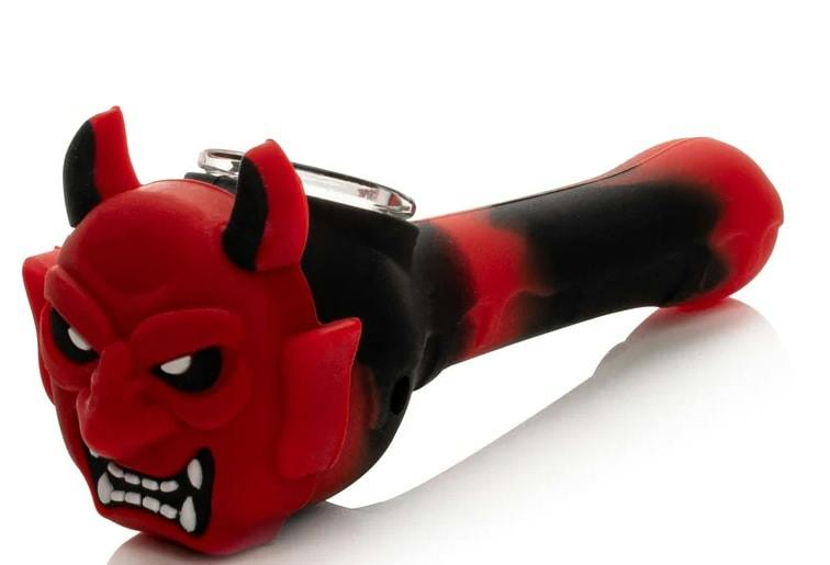 LIT Silicone 3.75" Red Monster Hand Pipe W/Glass Bowl