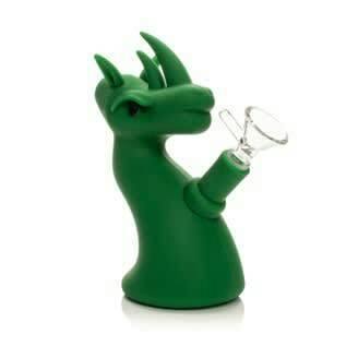 LIT Silicone 6.5" Tall Dragon Water Pipe W/Glass Pull-Out
