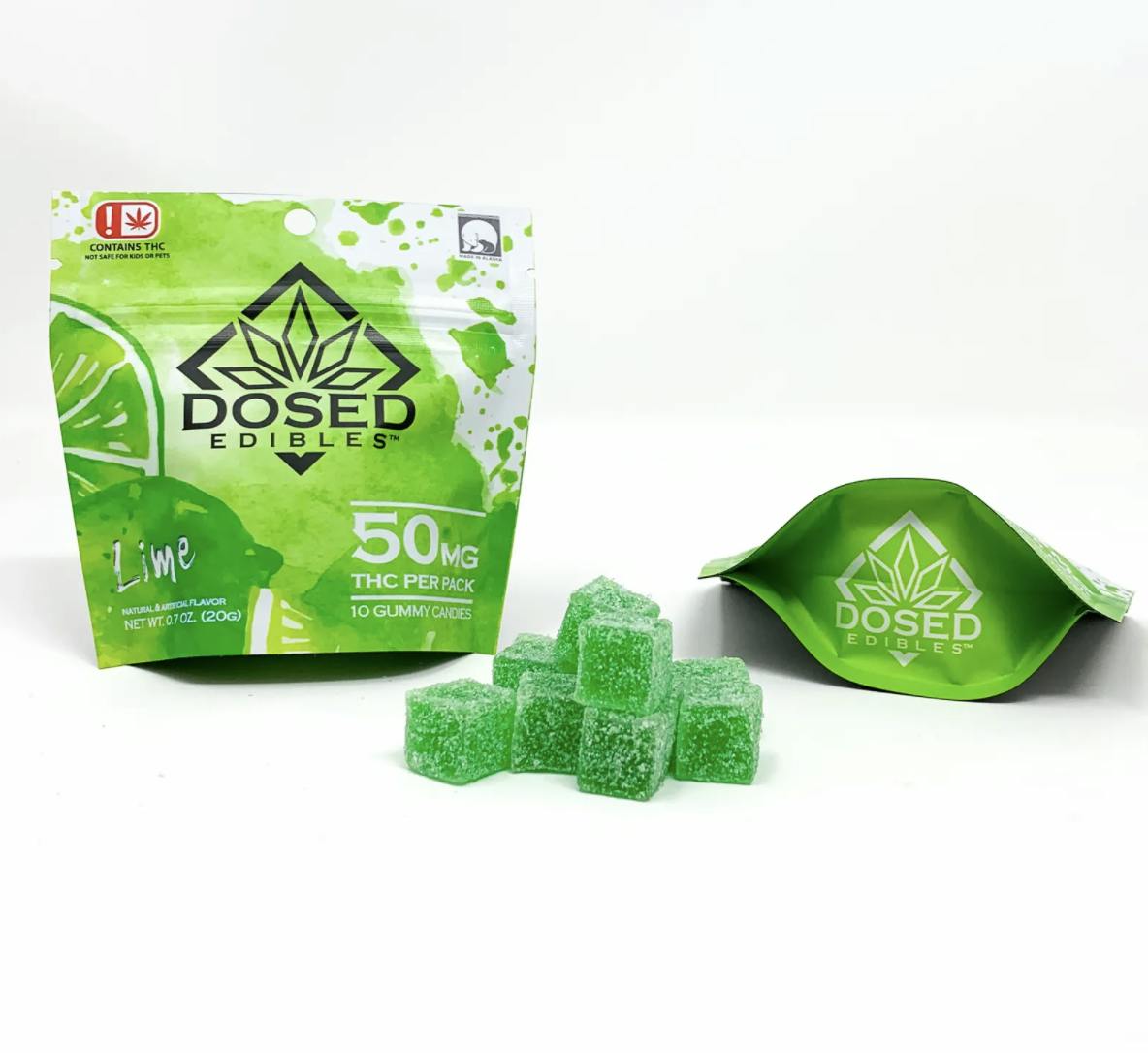 Dosed Gummies: Lime Single Flavor 100mg (10PK)