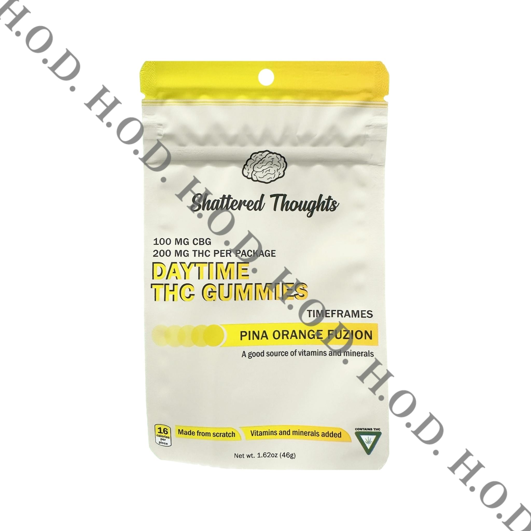 Shattered Thoughts Daytime Pina Orange Fuzion Gummies THC/CBG 200mg