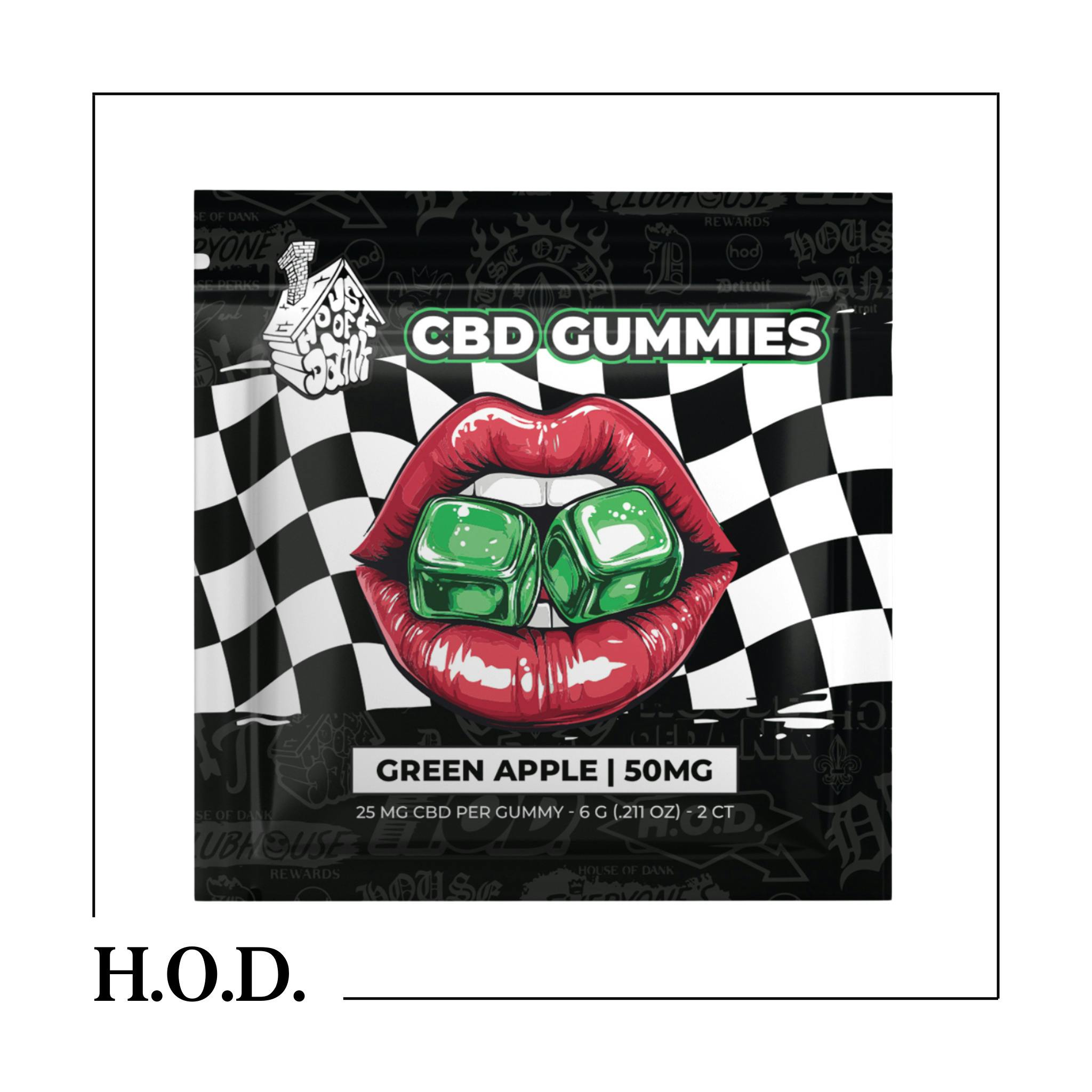 H.O.D. CBD Green Apple Gummy 25mg 2 Count