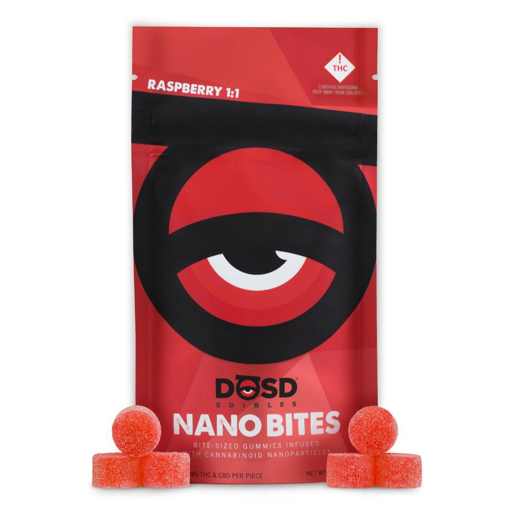 DOSD Nano Bites Gummies Raspberry 1:1 100mg | Raspberry 1:1 100mg