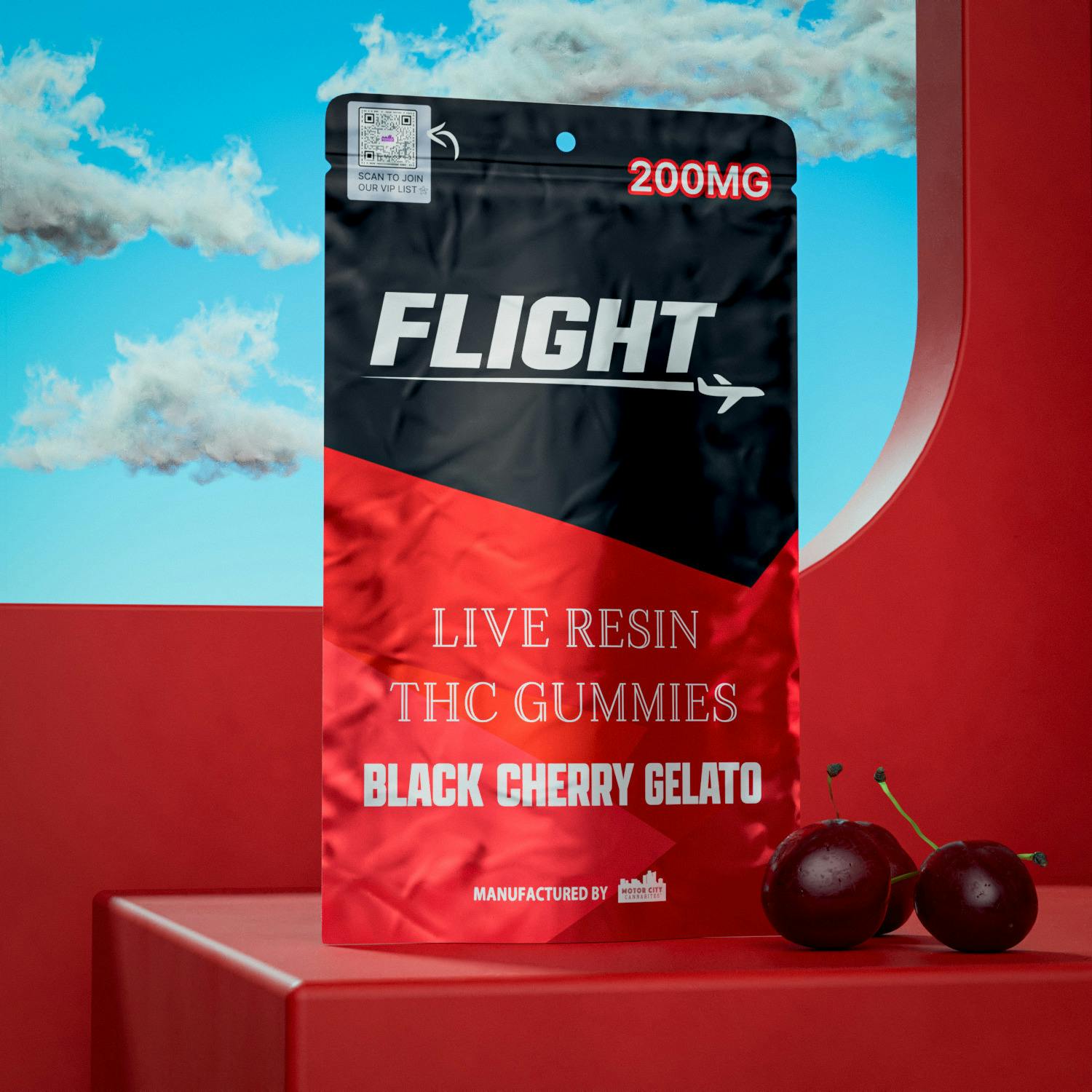 Flight | Black Cherry Gelato | 200mg Live Resin Gummies