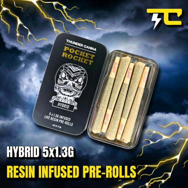 Thunder Canna | Blue Dream | 5pk/1.3G Live Resin Infused Pocket Rocket Pre-Rolls
