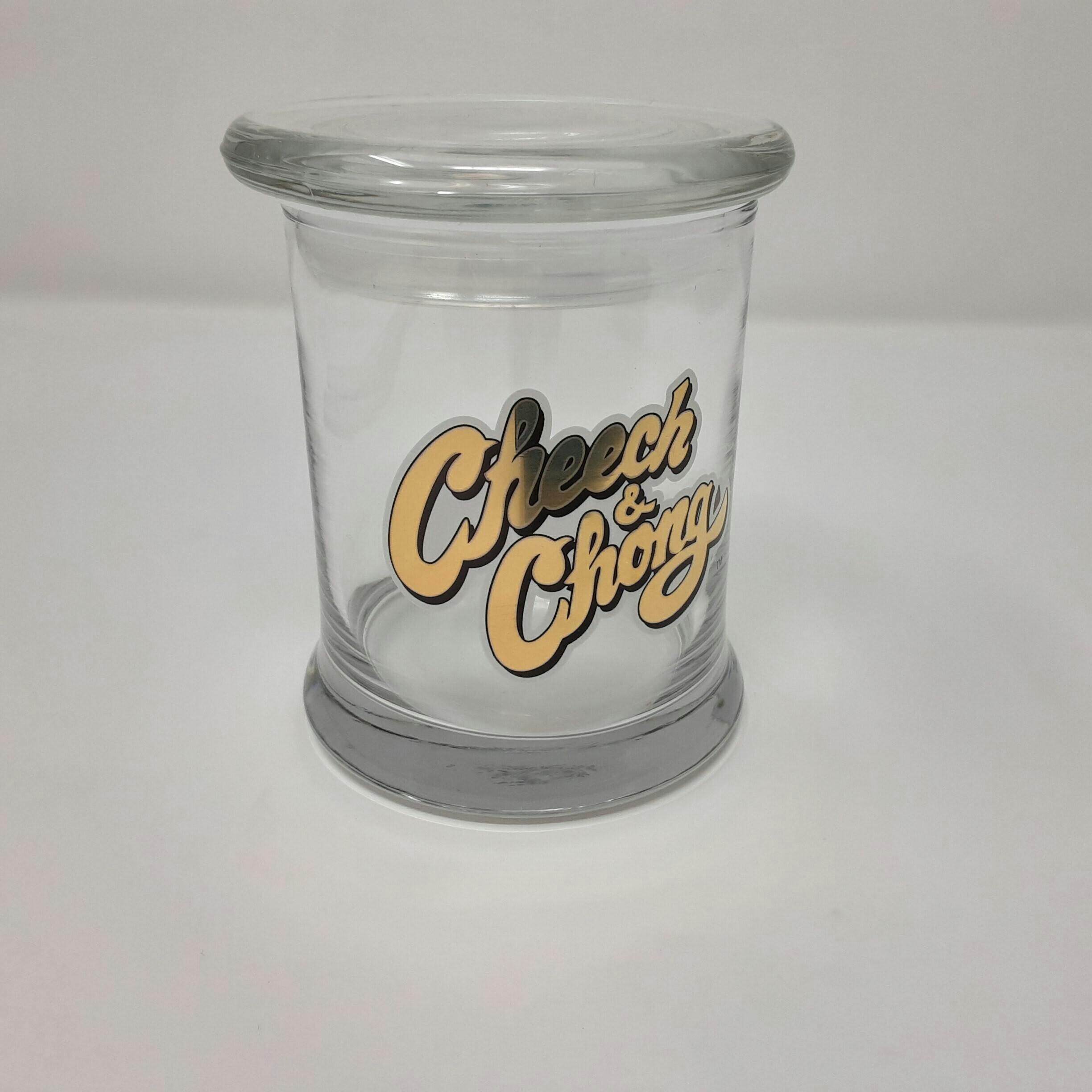 Cheech and Chong Glass Large Gold Script Logo Pop Top Jar