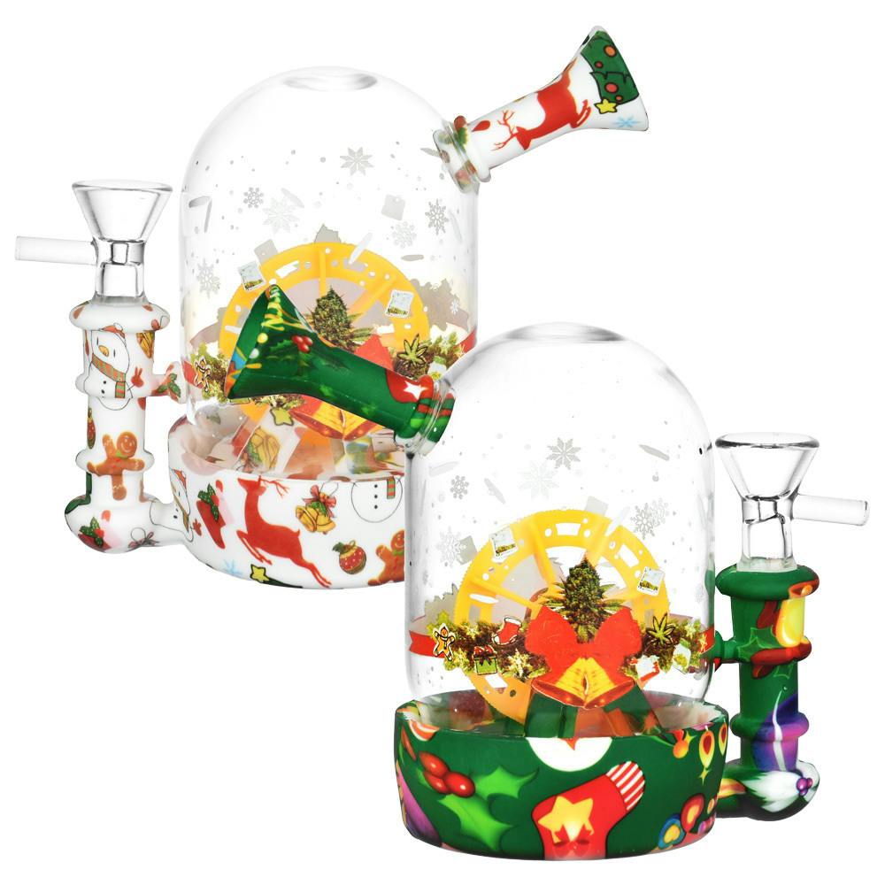 4.5" Christmas Waterwheel Bell Jar Bong