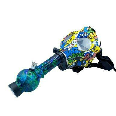 8" Gas Mask & Acrylic Bong - Assorted