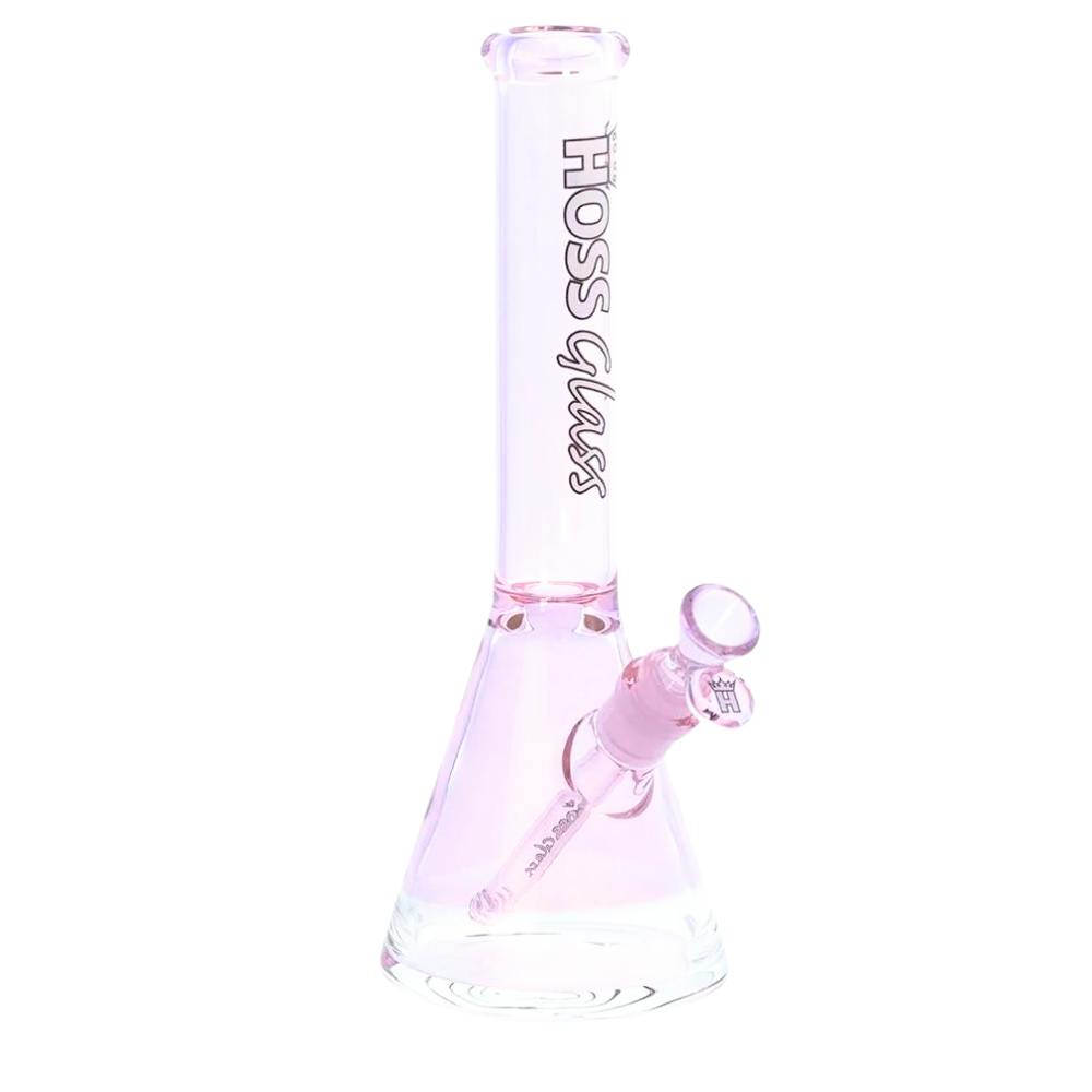 12" Hoss Glass Coloured Beaker w/Window Base - Pink