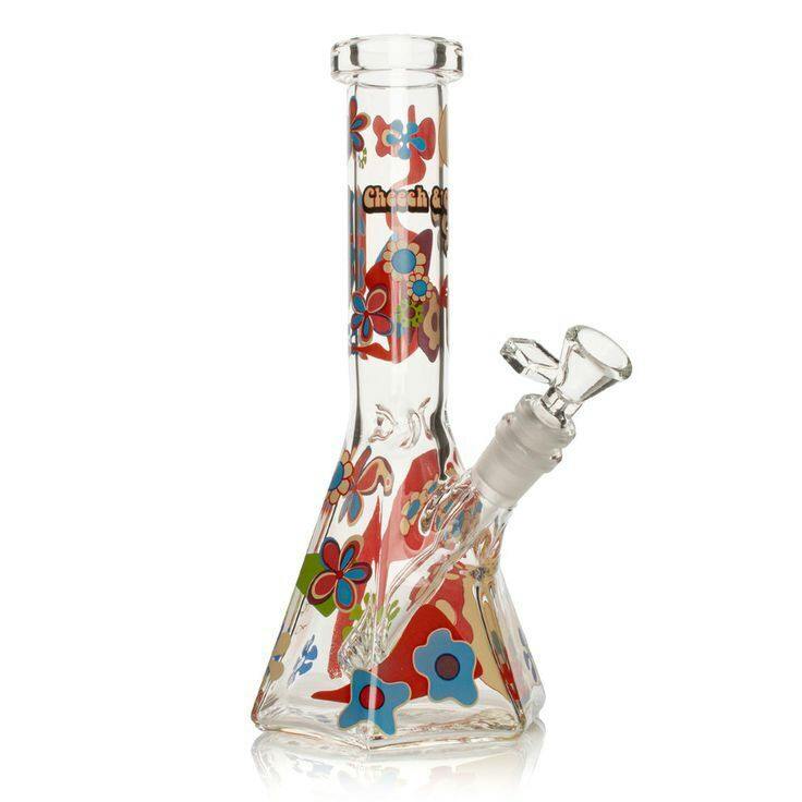 10" Power to the Flower Hex Base Beaker - Clear