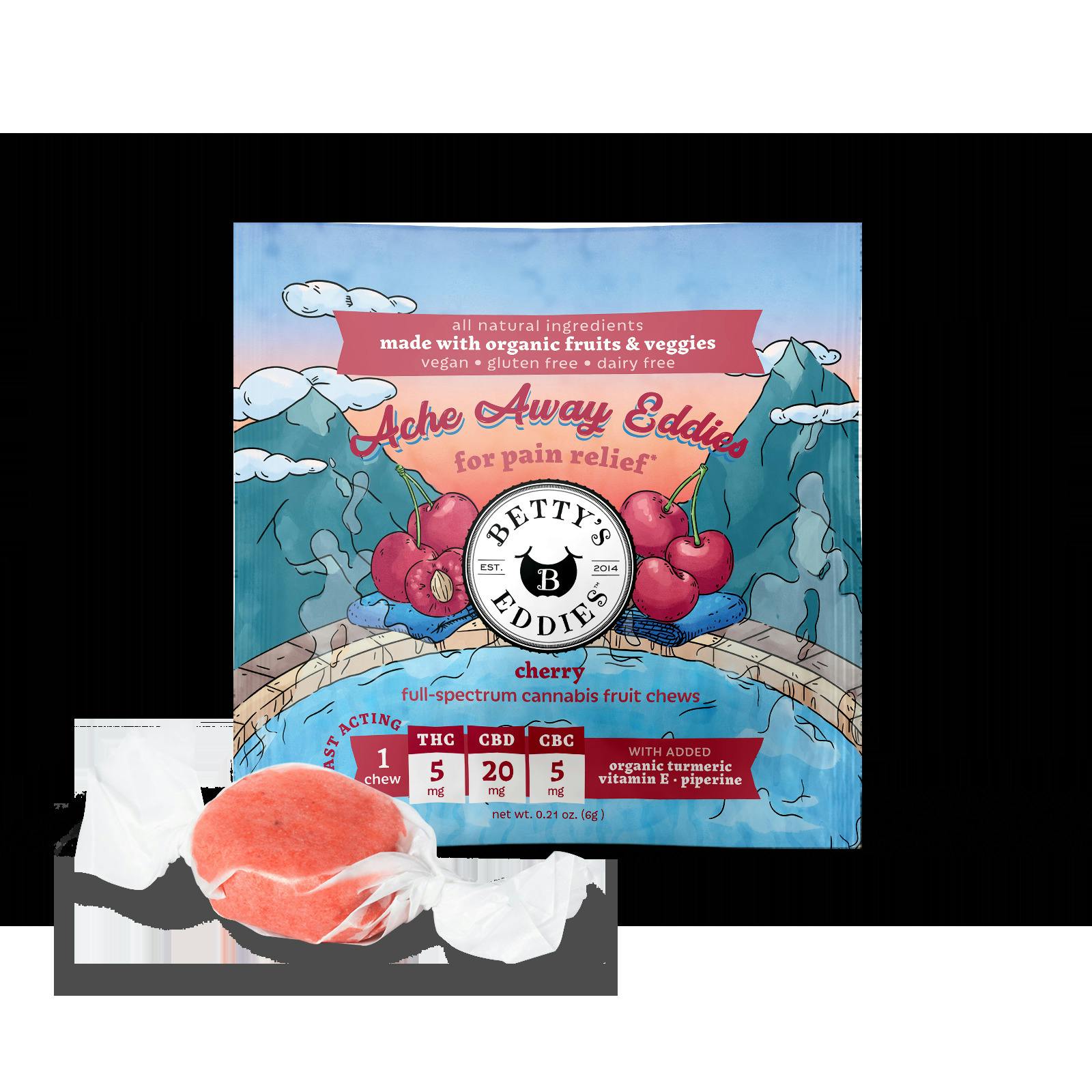 Ache Away Cherry 2PK | Chews at Comm Ave Canna: Recreational Cannabis Dispensary, Boston - Brookline MA