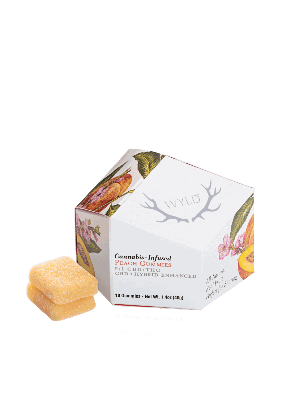Peach 2:1 CBD:THC Hybrid Enhanced Gummies | 100mg | 10ct | 10mg/ea