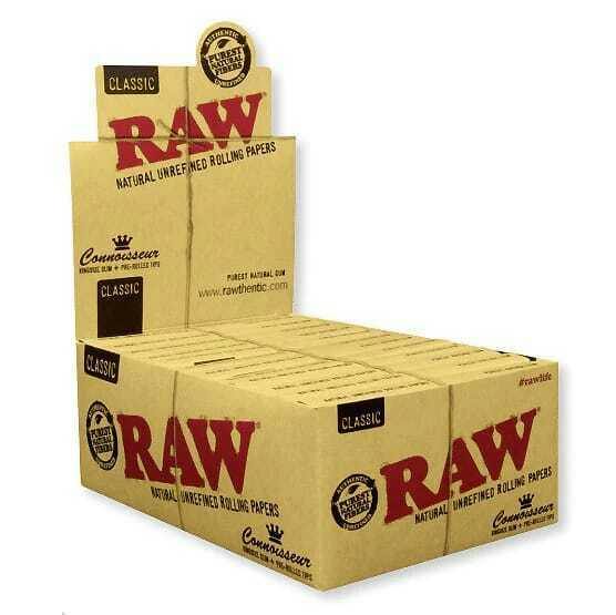 Raw Papers King Size Connoisseur Rolling Papers w/ Tips Each