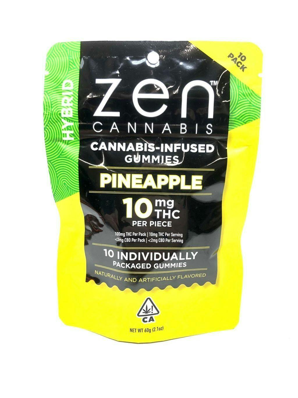 Zen Pineapple Hybrid Gummies 10pk, 1mg