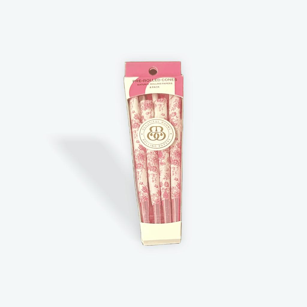 High Mountain Pink Floral La Vie En Rose Rolling Paper Cones 8pk, Each