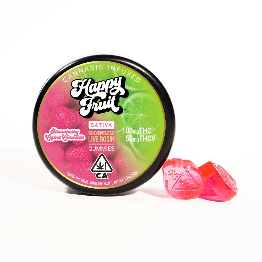 Happy Fruit Strawberry Limeade 2:1 THC:THVC Rosin Gummies 5pk