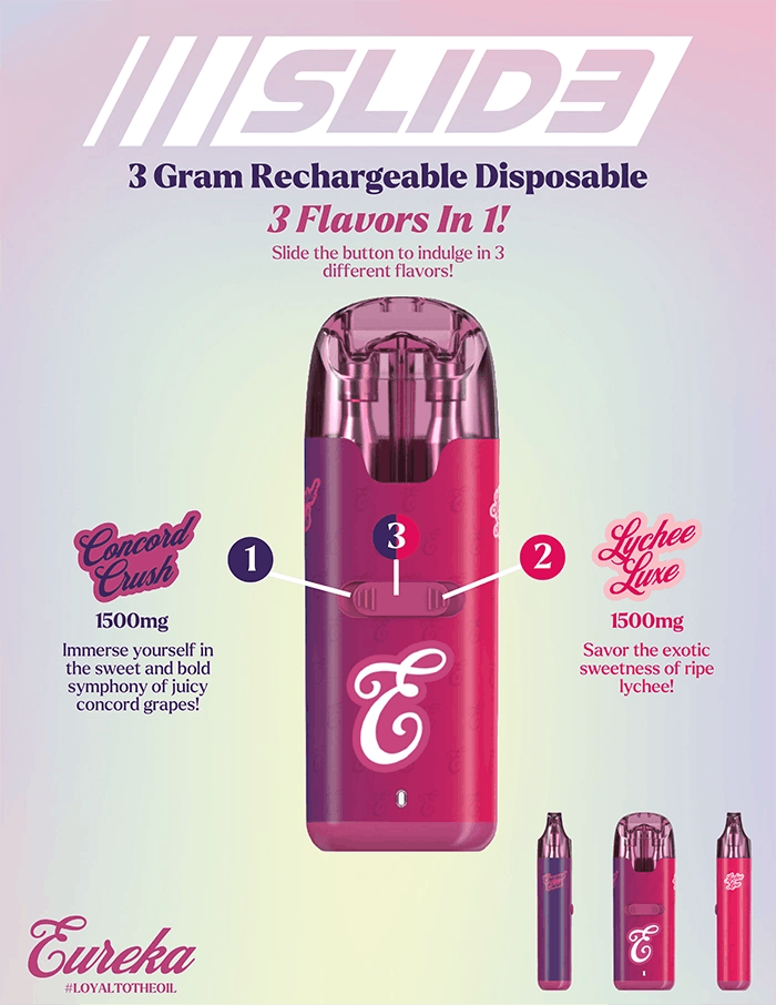 Eureka Vapor Slid3 3000mg AIO Fusion Concrd Crush/Lychee Luxe