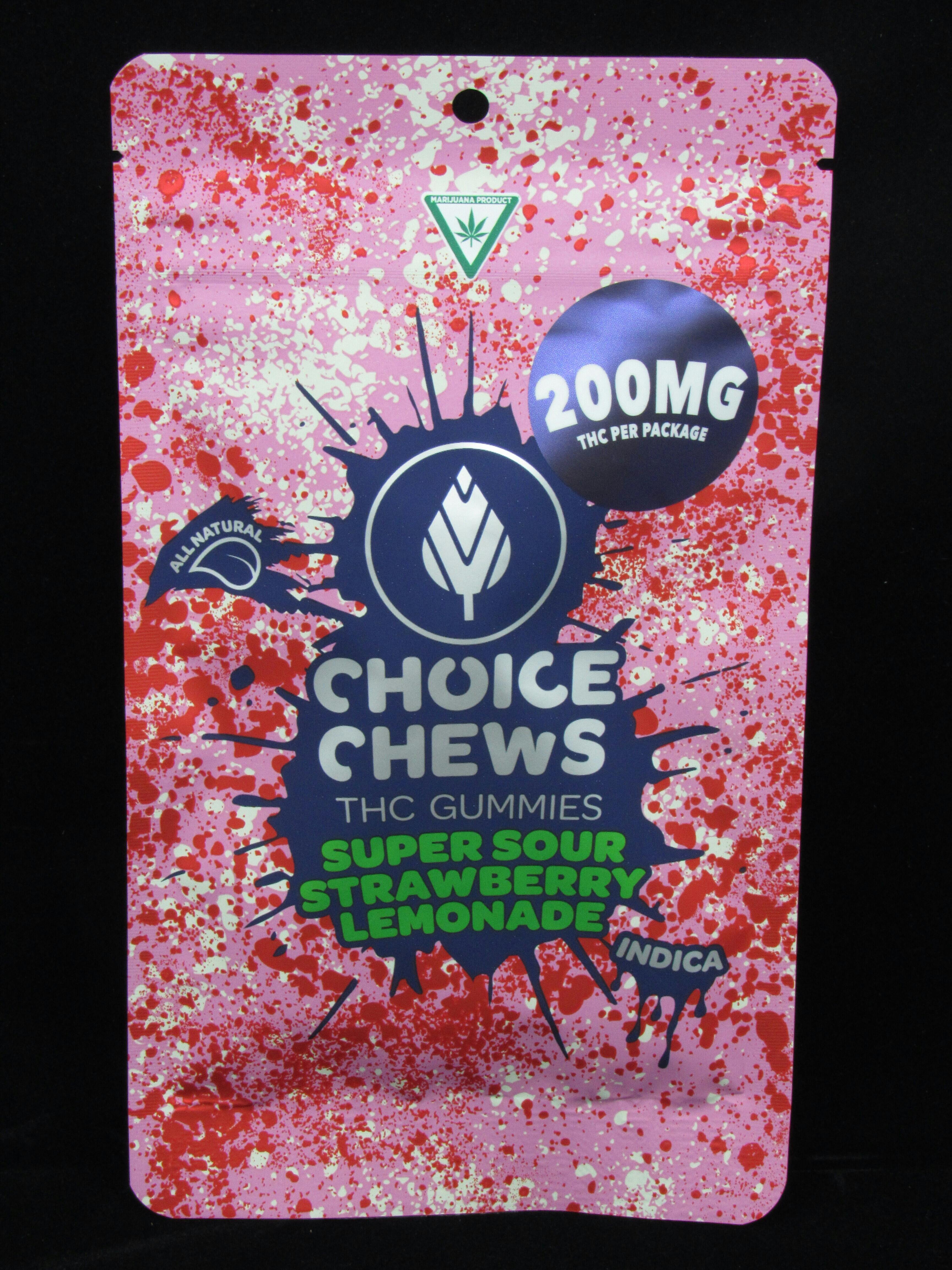 Super Sour Strawberry Lemonade 200mg Indica Gummies | Choice