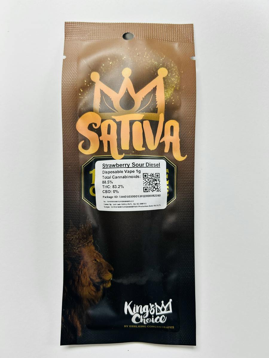 Strawberry Sour Diesel 1g Disposable Vape | King's Choice