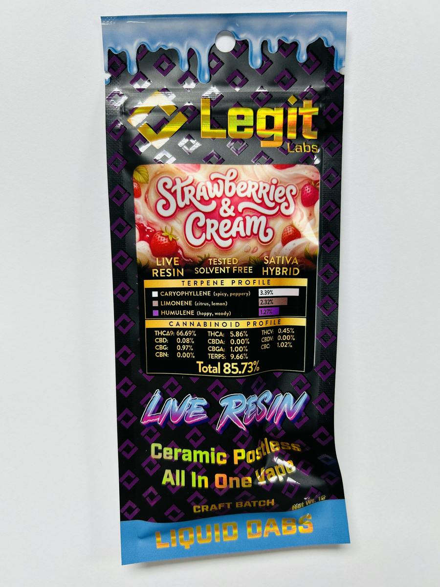 Strawberries & Cream 1g Live Resin AIO | Legit Labs