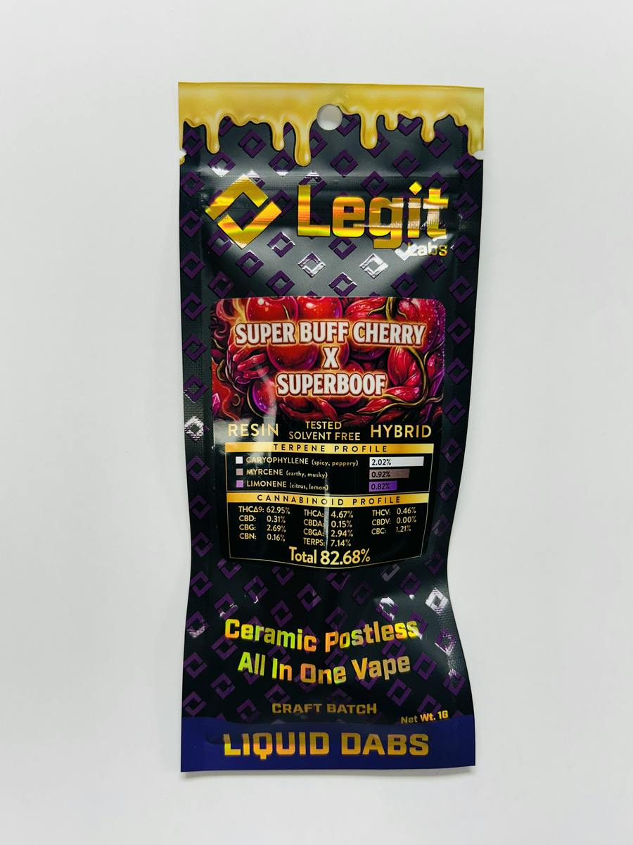 Super Buff Cherry x Superboof 1g Resin Postless Disposable | Legit Labs