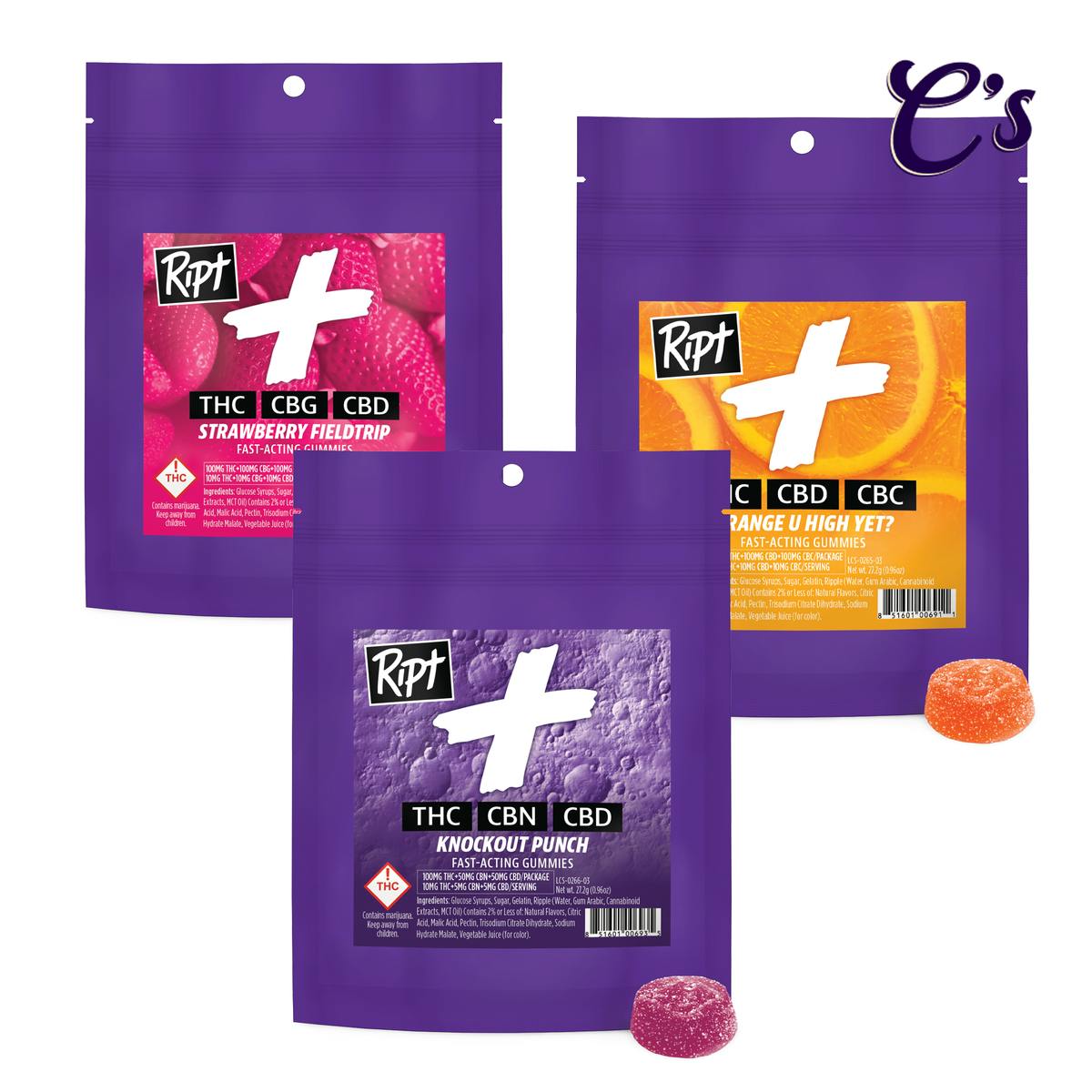 Ript | Gummie (THC/CBD/CBC 1:1:1) Crushed Pineapple 100mg