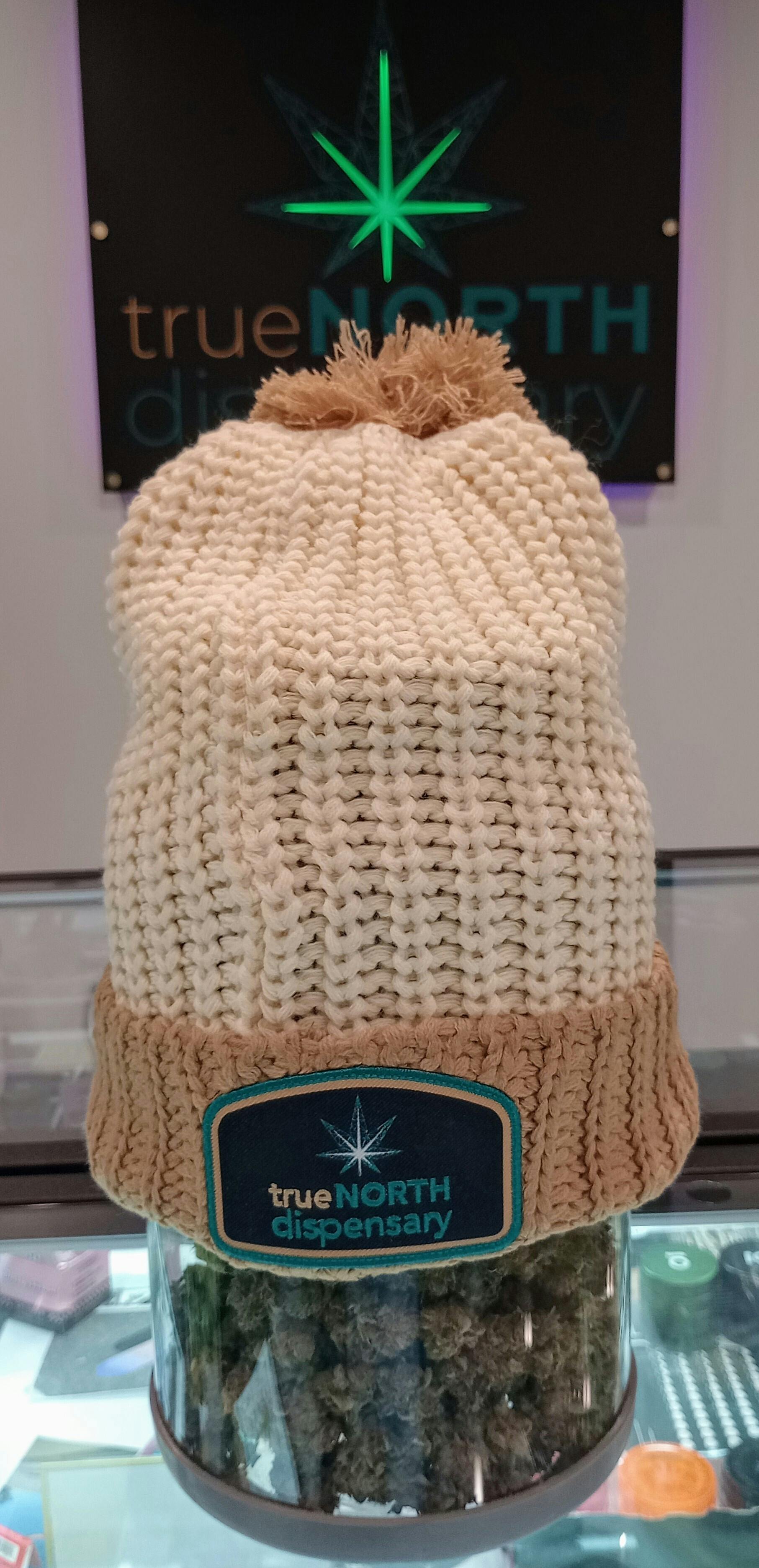 Chunk Cable Beanie w/ Cuff & Pom - Cream/Mocha