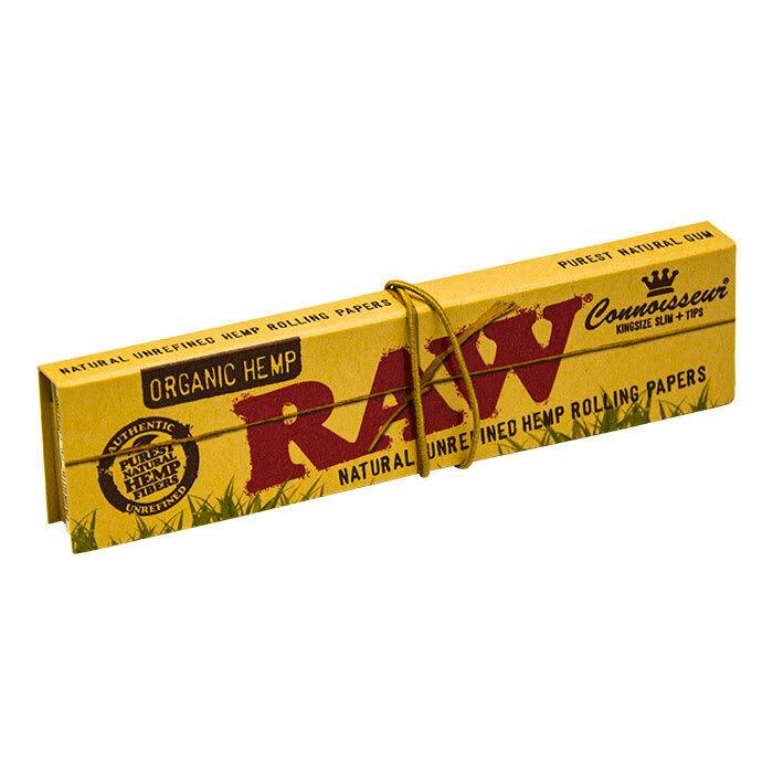 RAW Organic Hemp Connoisseur King Size Rolling Papers + Tips
