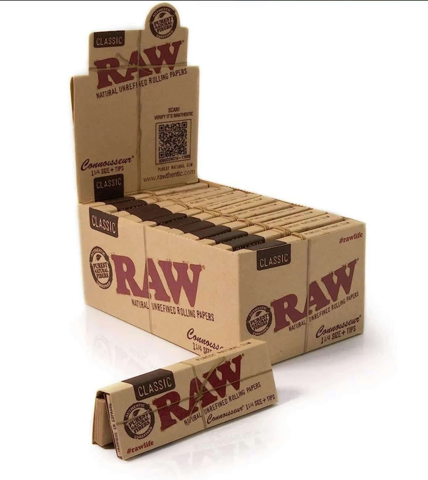 RAW Classic Connoisseur 1 1/4 Rolling Paper w/Tips
