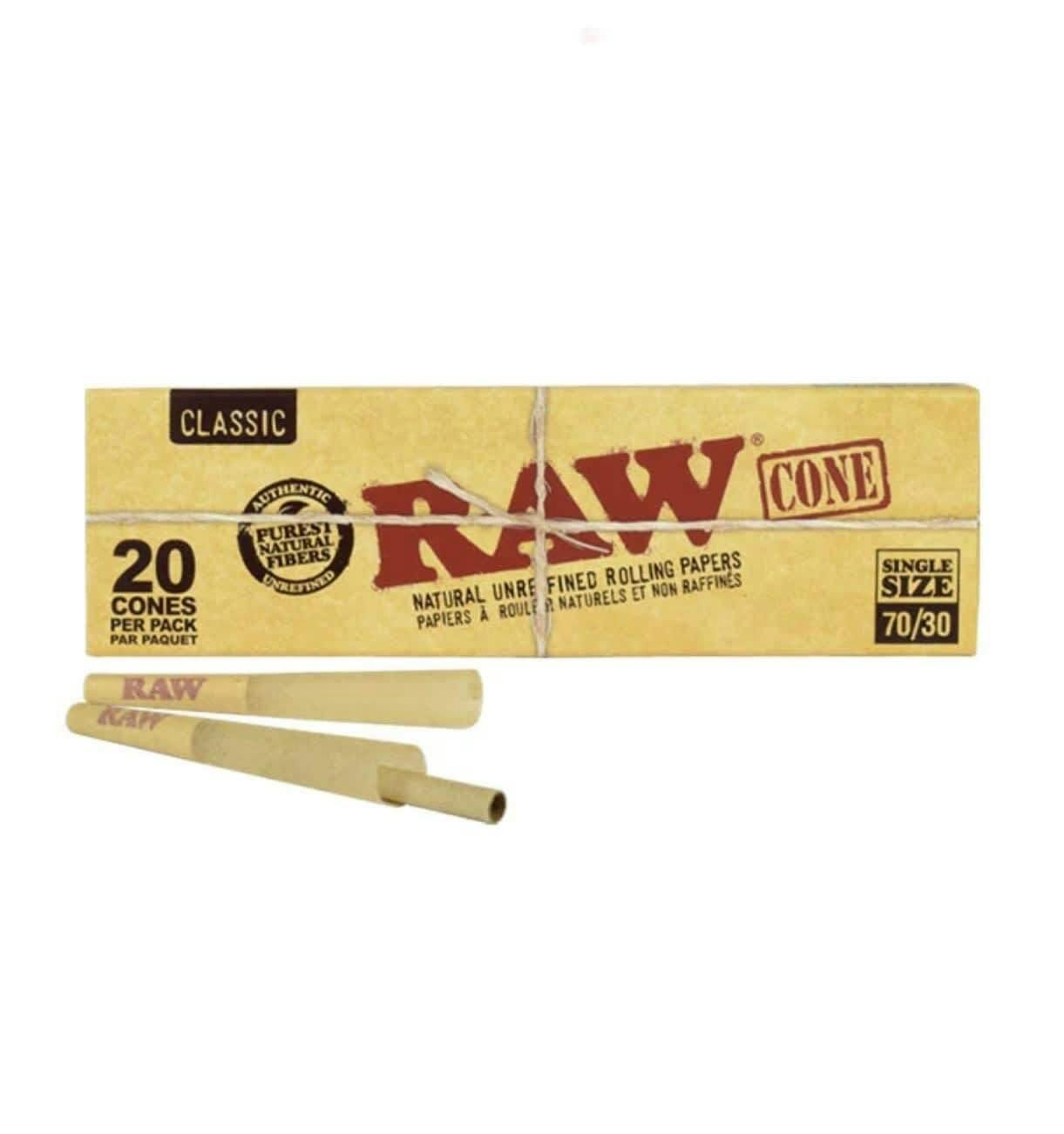RAW Classic pre-rolled cones single size 70/30