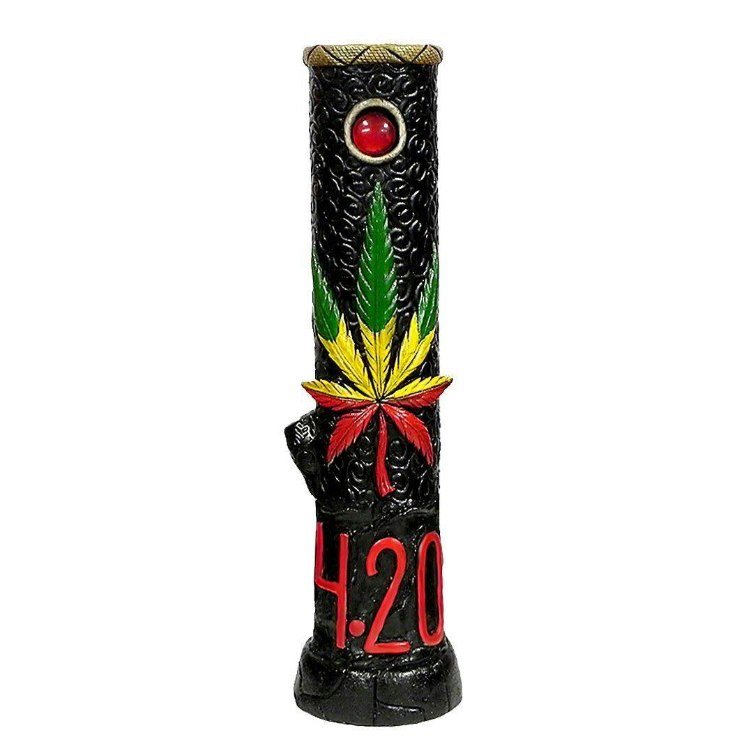 HAND CRAFTED WATER PIPE - RASTA LEAF 420