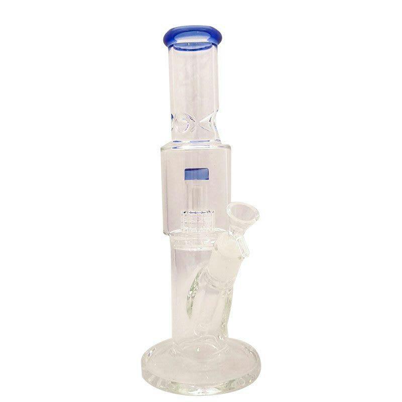 12" Straight Tube Glass Bong Tire Percolator with Inline Ash Catcher - Slime Green