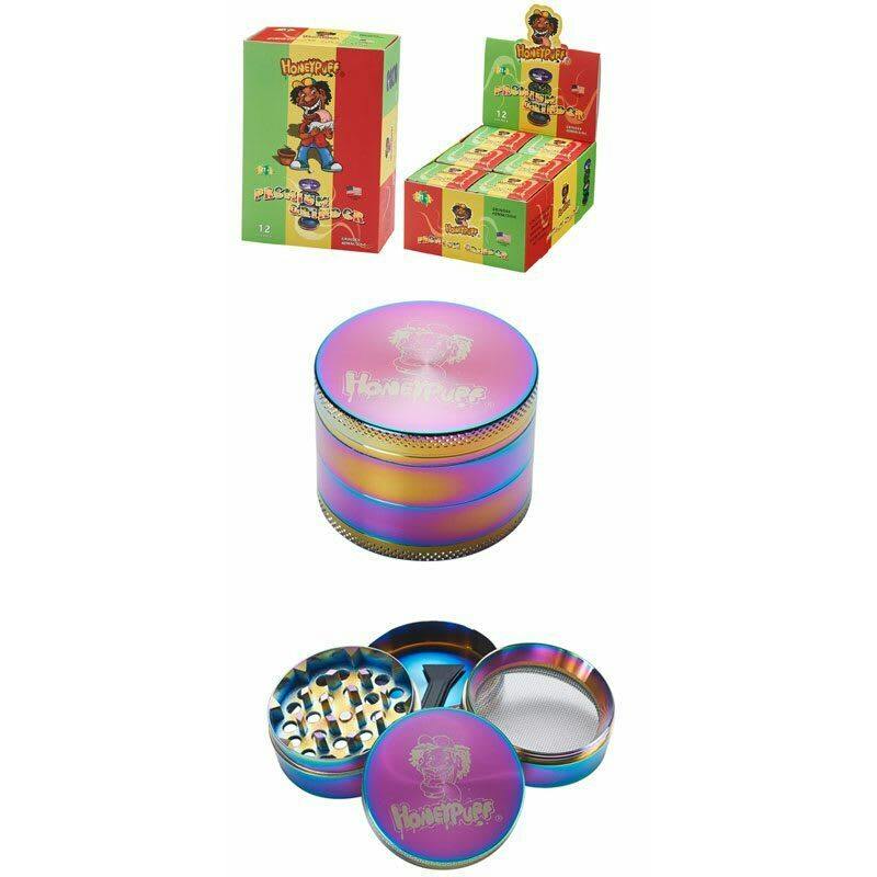 4 Parts New Honey Puff Grinder Zinc Rainbow Colours Diameter 50mm
