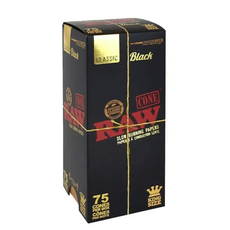 RAW | Black King Size Pre-Rolled Cones -75 Pack