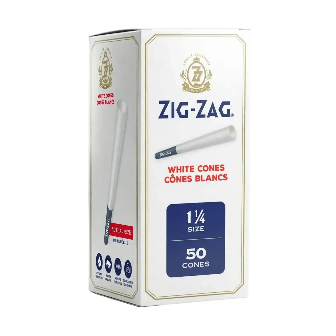 Zig-Zag | Mini Bulk White 1 1/4 Cones - 50 Pack