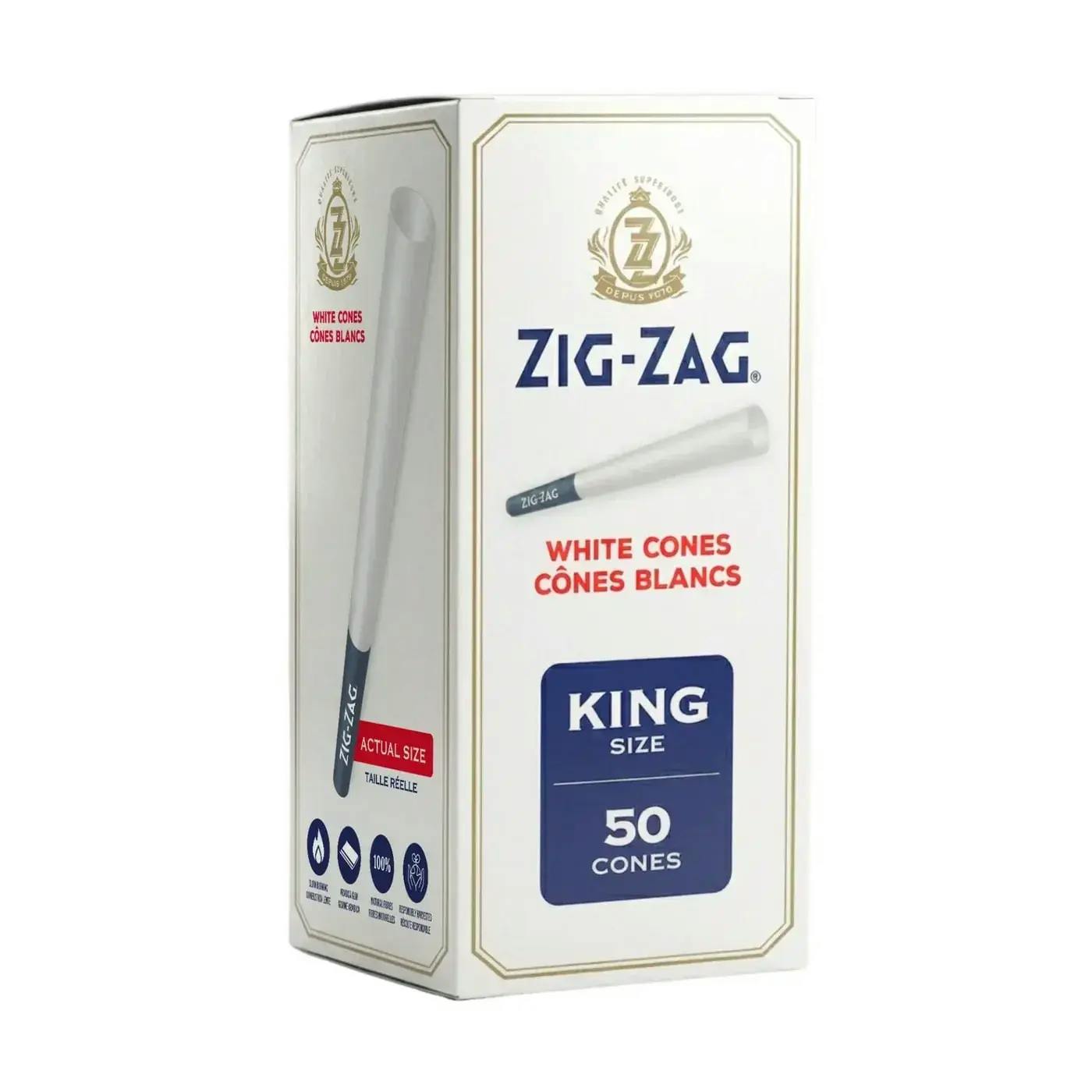 Zig-Zag | Mini Bulk White King Cones - 50 Pack