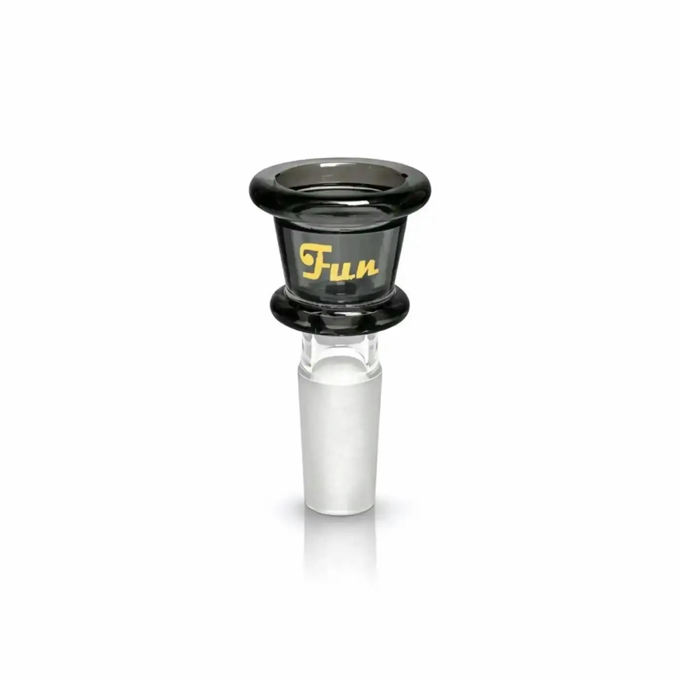 Fortune | Gold Logo 14mm Heavy Duty Glass Bowl Piece TRANSPARENT BLACK