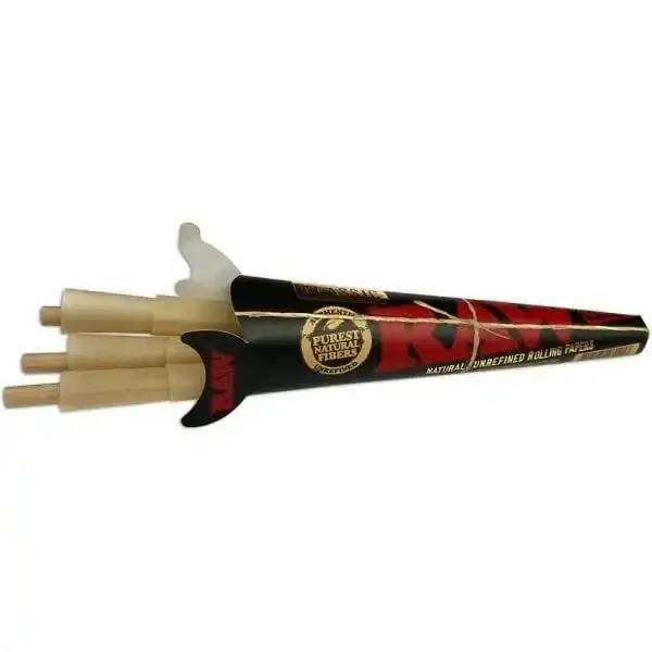 RAW | Black Natural 1 1/4 Unrefined 6 Pre-Rolled Cone