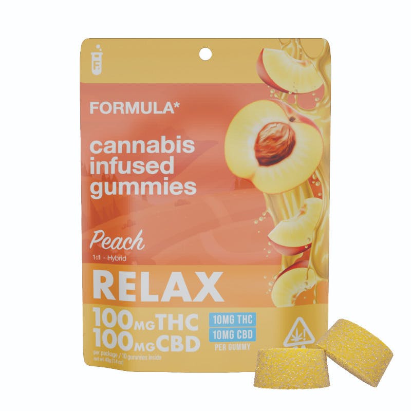 Formula - Peach: Peach Relax Gummies 1:1 THC/CBD 100mg