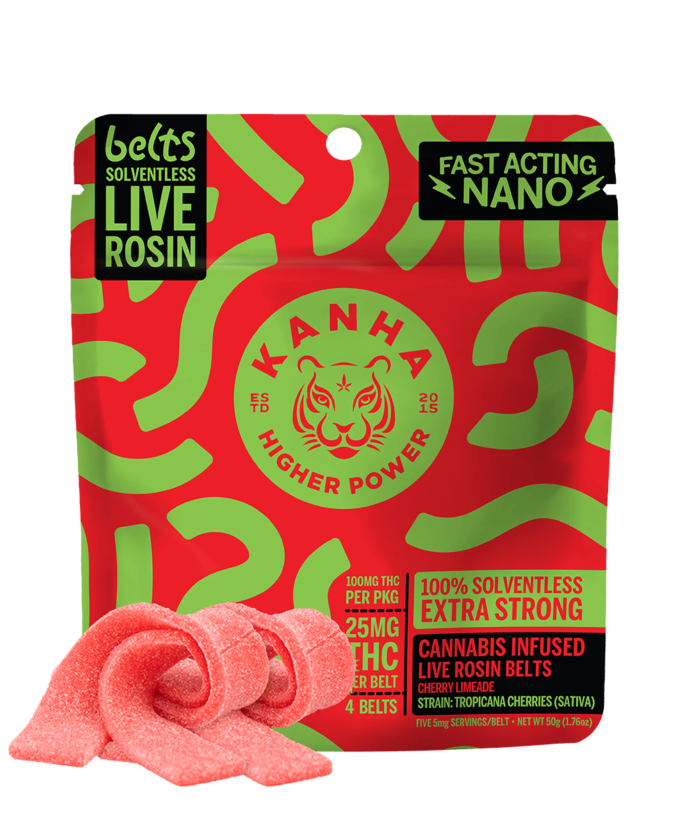 Solventless Belts | Cherry Limeade Gummies | 100mg | 4ct | 25mg/ea
