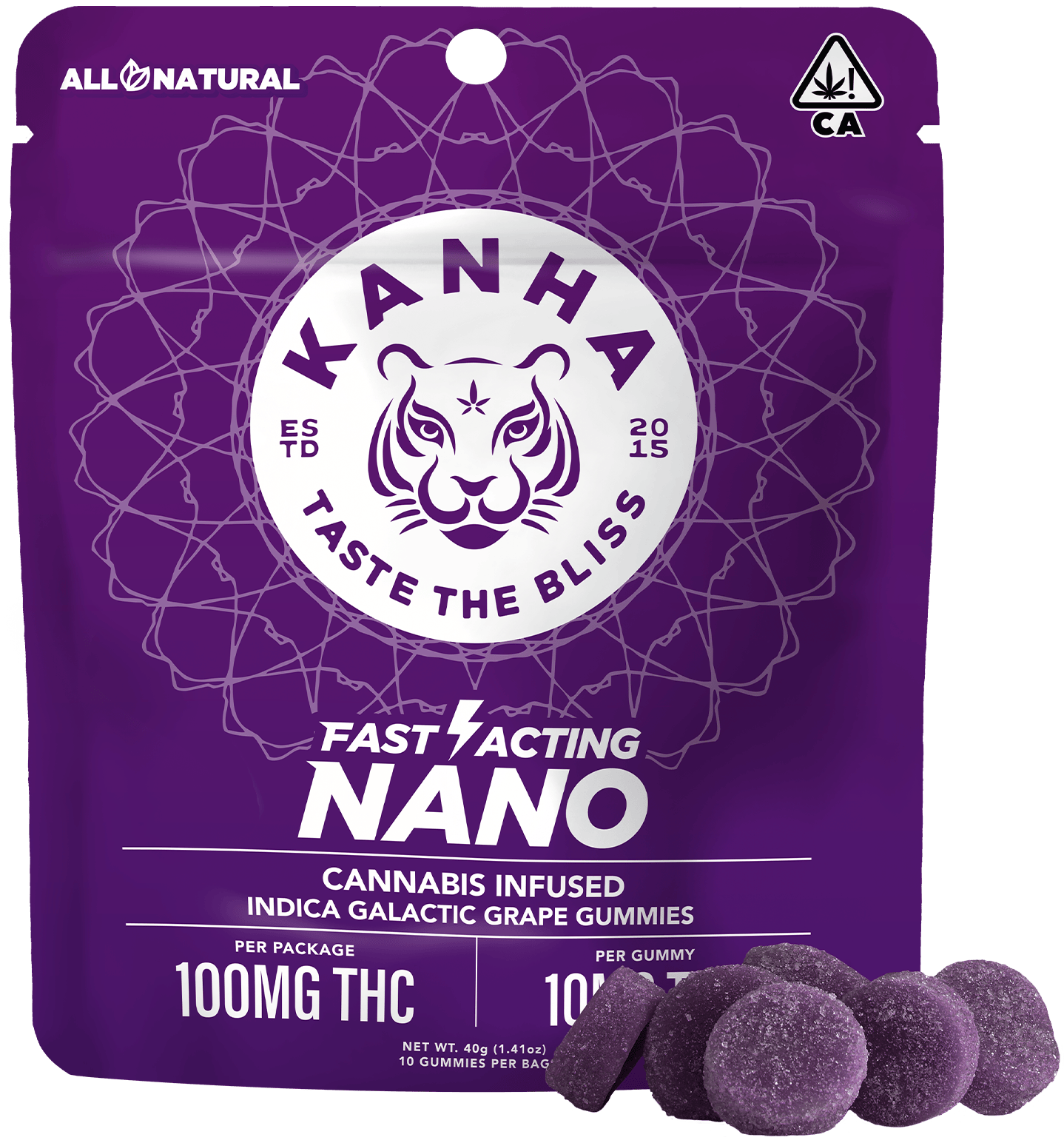 NANO | Galactic Grape Gummies | 100mg | 10ct | 10mg/ea