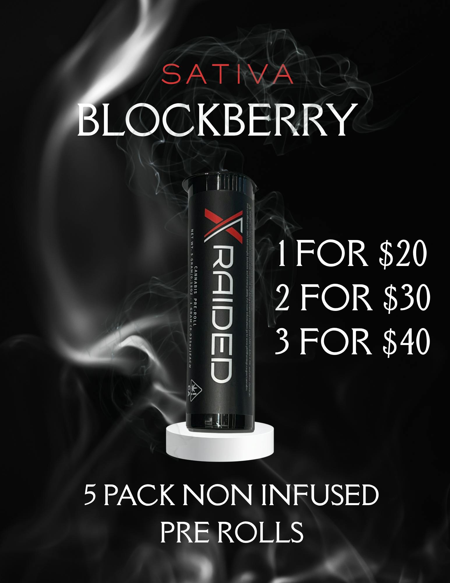 XRAIDED 5PK PREROLLS - BLOCKBERRY