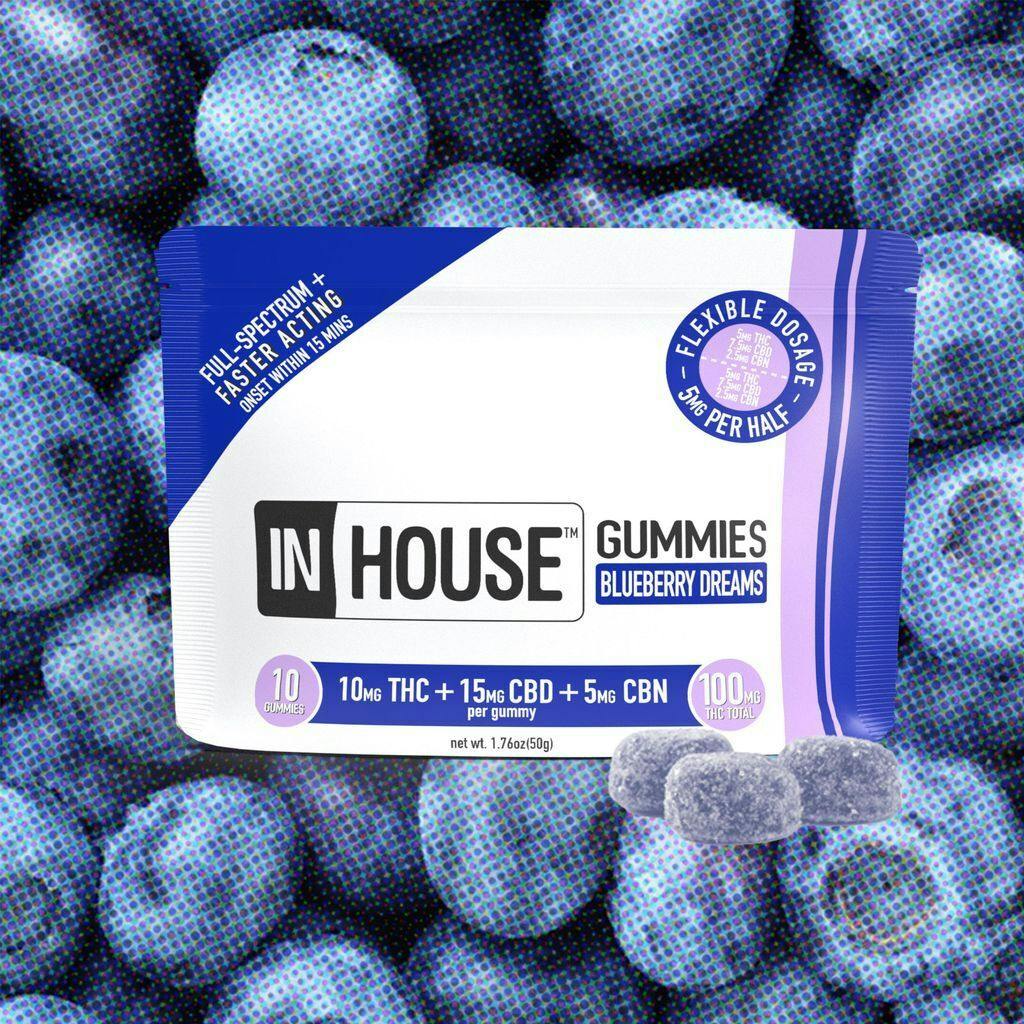 In House Blueberry 3:1:2 CBD:CBN:THC Gummy 100mg [10pk] Candy