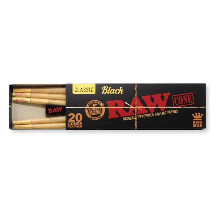 Raw Black Kingsize Cones 20pk