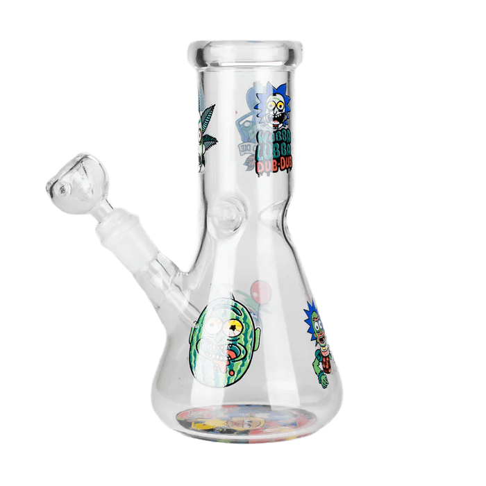 8" R&M Cartoon Beaker Glass Bong | 14mm Bowl Joint