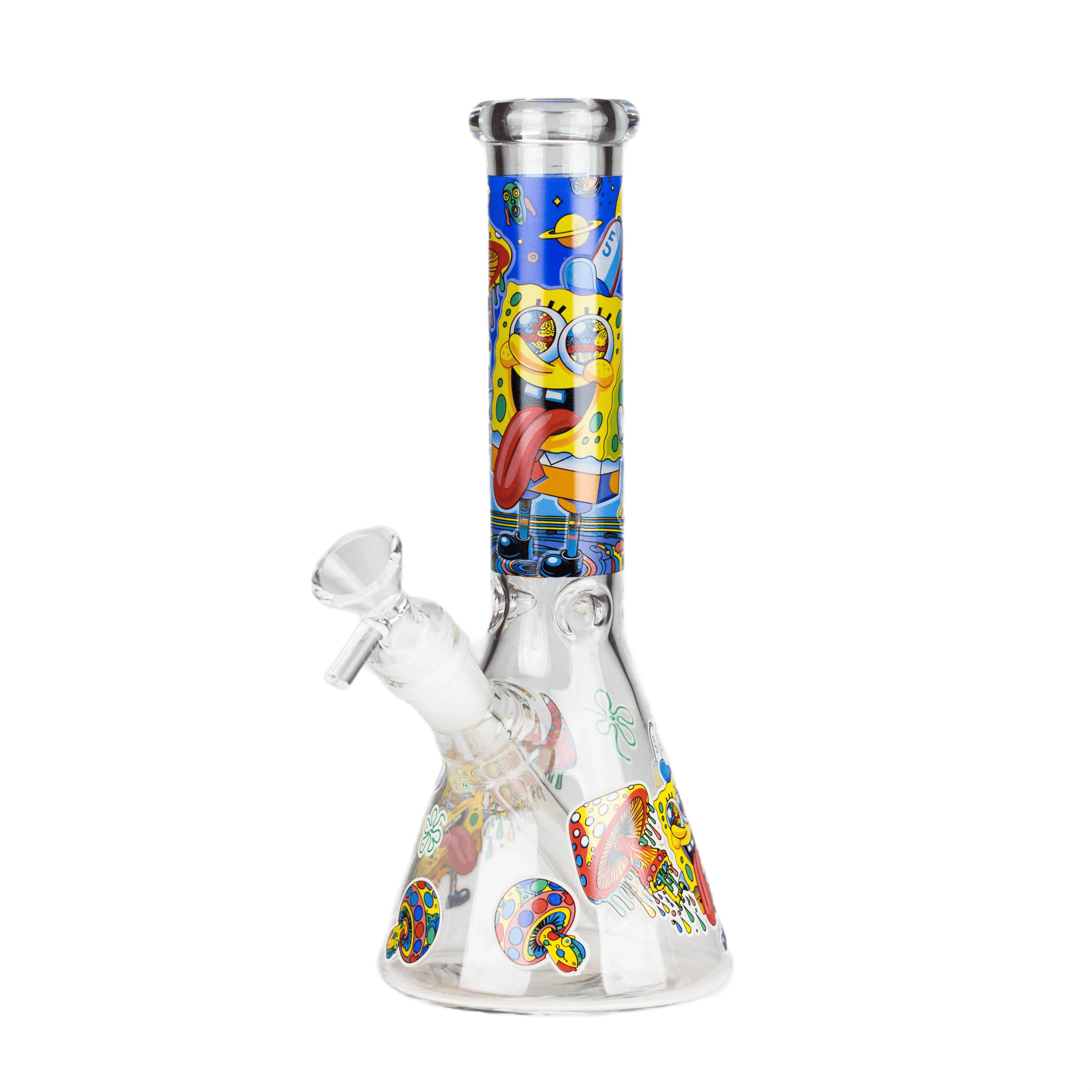 10" Glow-in-the-Dark Glass Bong with Cartoon Sponge Design