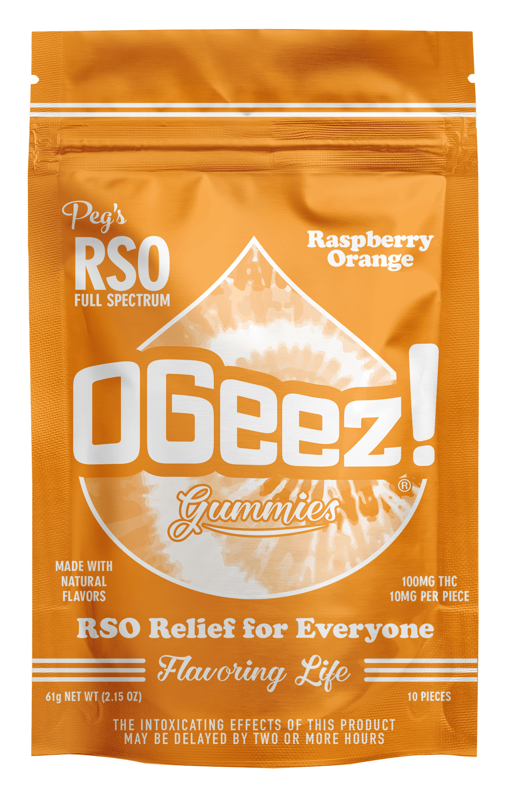 Ogeez! Peg'S RSO - Raspberry Orange 10 Pack 100mg