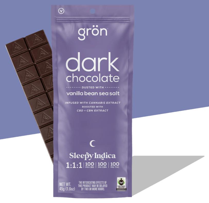 Gron Dark Chocolate W/ Vanilla Bean Sea Salt 1:1:1 Bar 100mg
