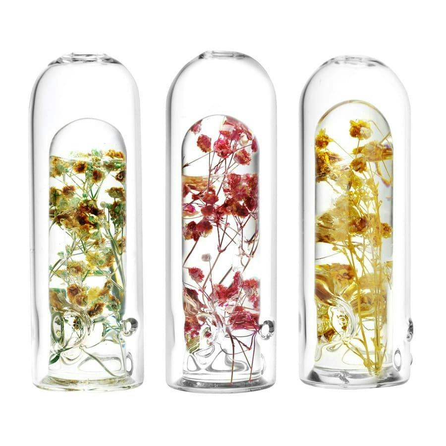 Wild Flower Power Terrarium Style Glass Hand Pipe - Assorted