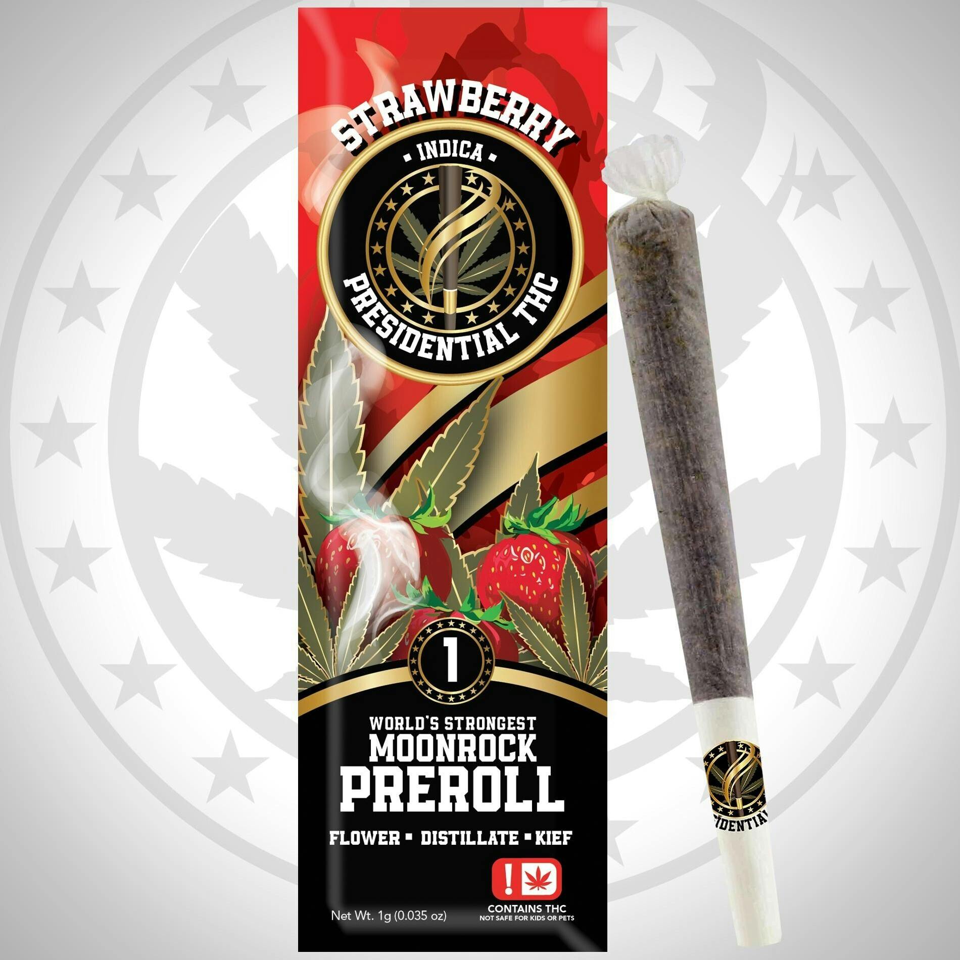 Presidential Pre Rolls - Strawberry (I) - 1g Moon Rock Infused Pre Roll